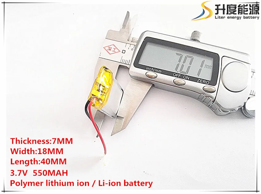 

li-po 10pcs [SD] 3.7V,550mAH,[701840] Polymer lithium ion / Li-ion battery for TOY,POWER BANK,GPS,mp3,mp4,cell phone,speaker
