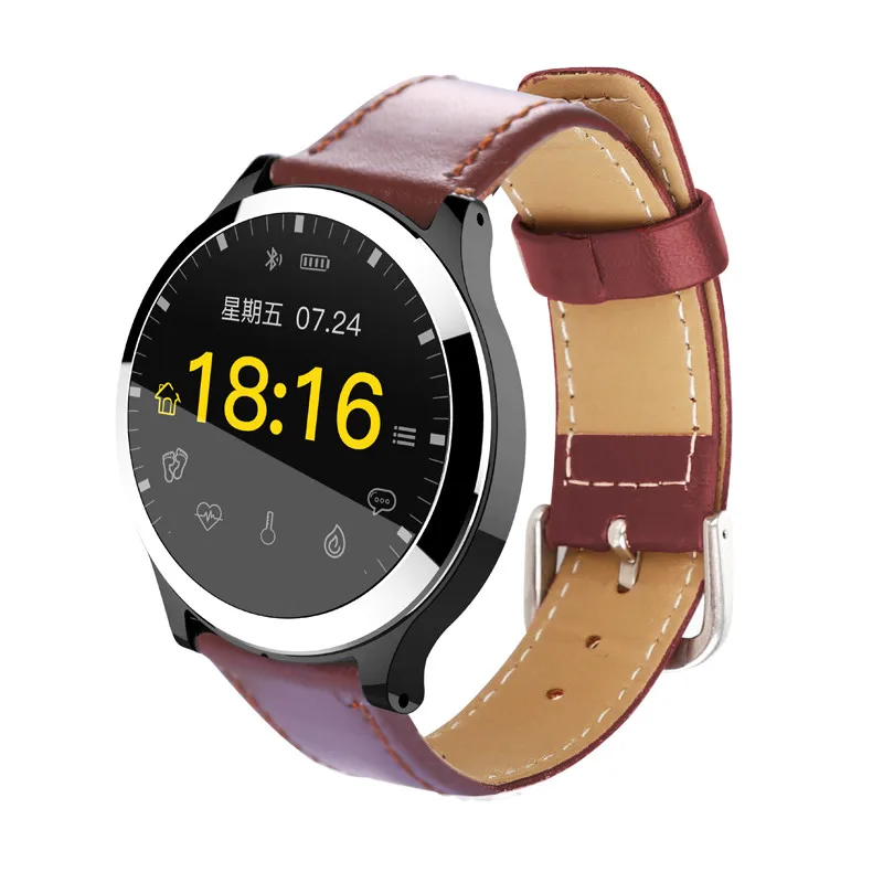 brown leather B65 Смарт-часы водонепроницаемые спортивные Smartband ЭКГ+ PPG кровяное давление монитор сердечного ритма мульти-спортивный режим фитнес-браслет - Цвет: brown leather