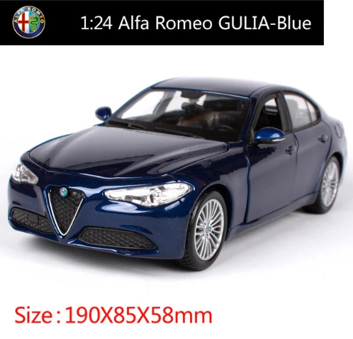 Синий Новое поступление Maisto Bburago 1:24 Alfa Romeo GULIA модель спортивного автомобиля литая модель автомобиля игрушка для детей подарки с коробкой - Цвет: Синий