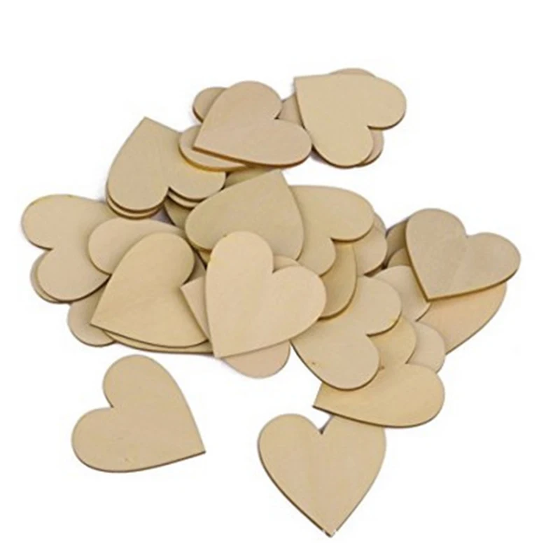 Beadia Новое поступление 50 шт./лот 20 мм деревянное Сердце Diy скрапбук ремесло