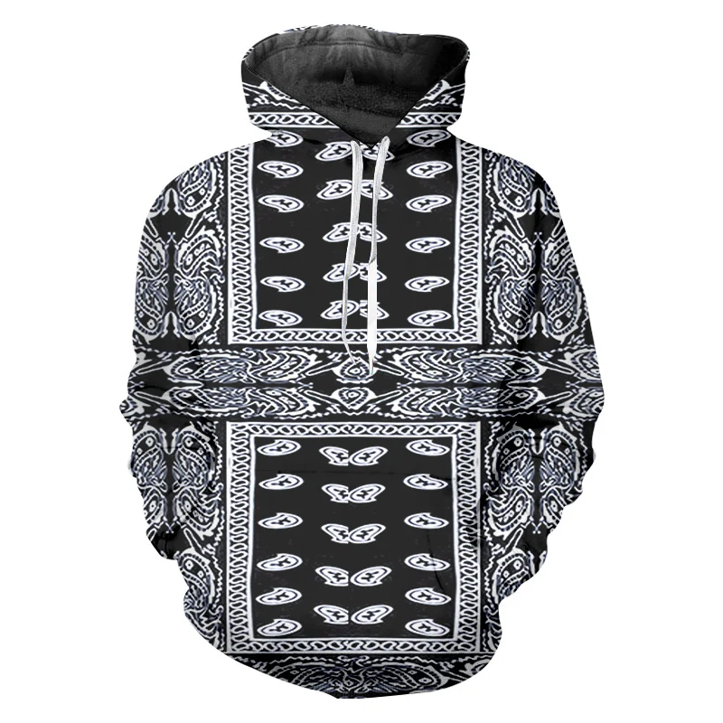 Мужская Повседневная Толстовка OGKB черная бандана с забавным принтом капюшоном и