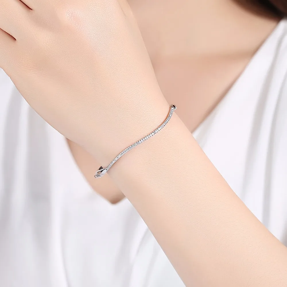 LUOTEEMI Irregular Design Bangles Single Charm luxury CZ Handmade Two Colors Pulseira For Girl Women Party Prom Christmas Gift | Украшения