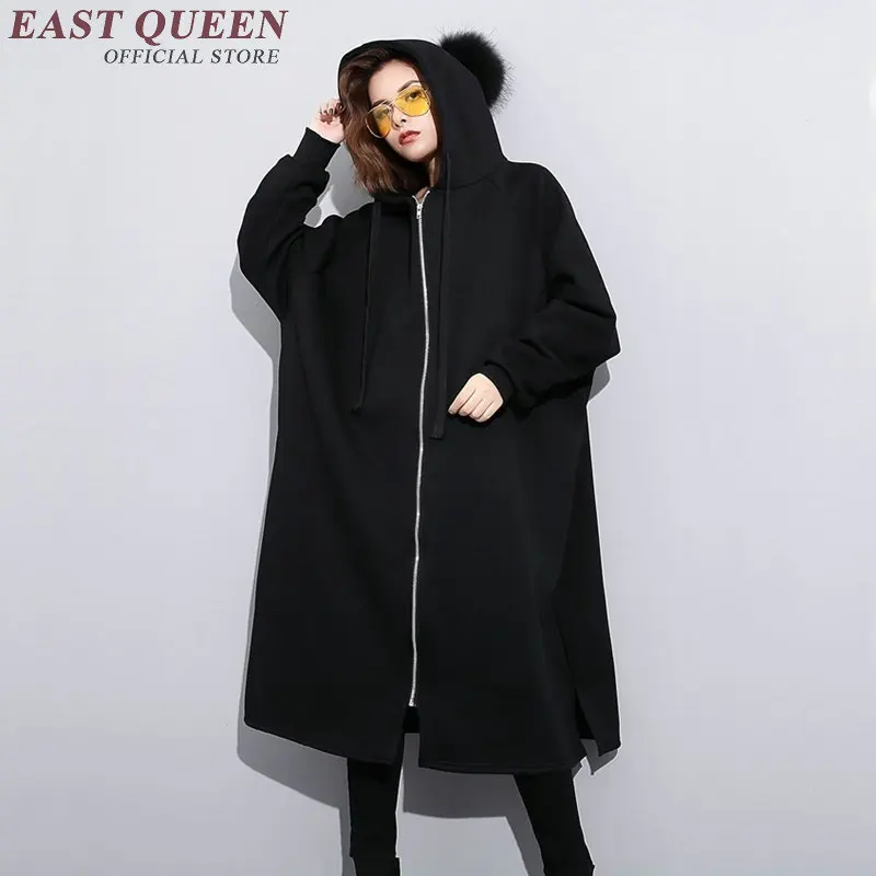

Women Oversize Hoodies Sweatshirts Women 2021 Thicken Female Clothes Pullover Vintage Black Long Oversized Zip Up Hoodie AA3114
