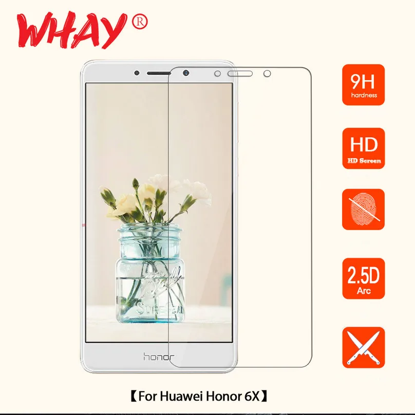 Закаленное стекло WHAY для Huawei Honor 6X Защитное экрана 9H 2.5D телефона Honor6X 32 ГБ |