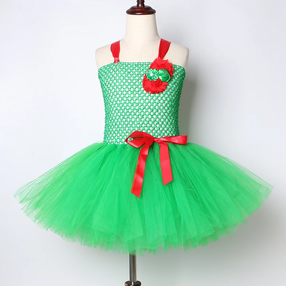 Girls Frog Tutu Dress Green and Red Flowers Kids Birthday Party Dresses for Dance Christmas Halloween Cosplay Costume | Детская одежда