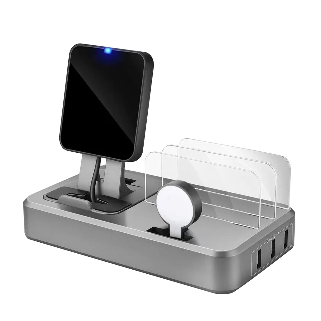 USB 5-Порты US/EU металлическая зарядная подставка станция для мобильного телефона держатель стенд бамбука Зарядное устройство для выставочного стенда# Y8