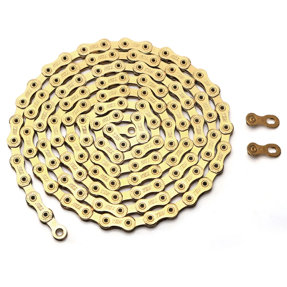 YBN SLA Ti Titanium Gold MTB цепь для дорожного велосипеда 12 Скоростей 126L звенья с