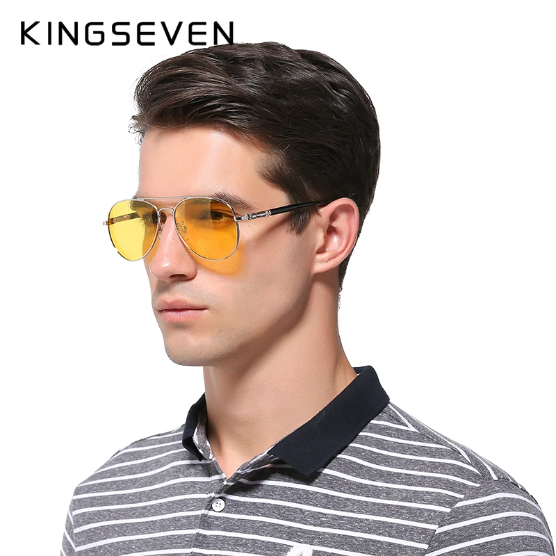 Мужские очки ночного видения KINGSEVEN черные антибликовые водительские