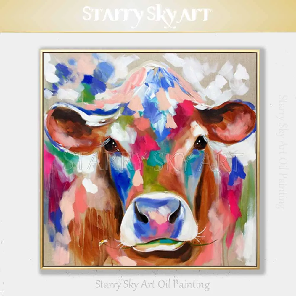 Фото New Arrivals Artist Hand-painted High Quality Funny Animal Cow Oil Painting on Canvas Cute with Flowers Acrylic Дом и сад New Arrivals Artist Hand-painted High Quality Funny Animal Cow Oil Painting on Canvas Cute with Flowers Acrylic Дом и сад