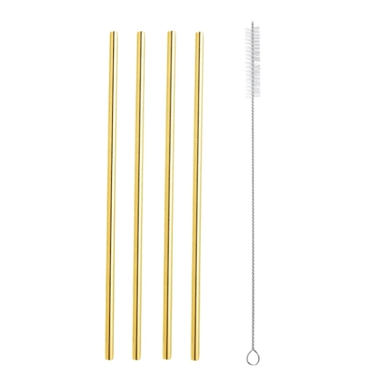 A-Gold 5PC 304 из нержавеющей стали металлическая соломинка многоразовые соломы+ 1 щетка экологически-безопасные соломинки прямой изгиб щеточка для чистки бар вечерние accessories20Oz - Цвет: A-Gold 5PC