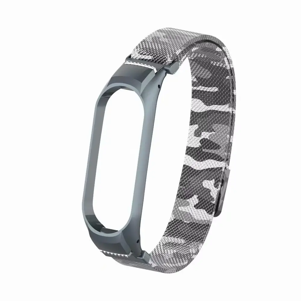 Camouflage brown Mi lanese магнитные петли ремешок для Xiaomi mi Band 4 браслет из нержавеющей стали аксессуары для mi band 4 ремешок банда4 металлический браслет - Цвет: Camouflage brown