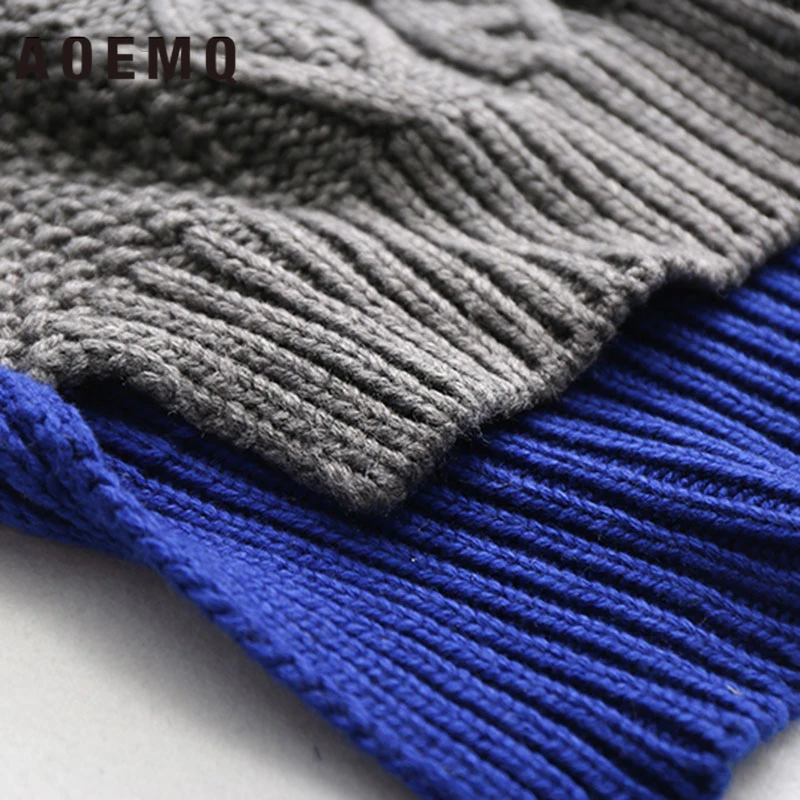 AOEMQ Sweater Keep Warm Winter Clothing Turtleneck Pullovers Magic Patchwork Plus Size for Women | Женская одежда