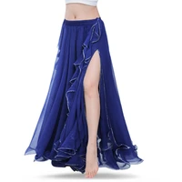 royal blue belly dance skirts oriental double high slits belly dance costume skirt for women skirt belly dance without belt
