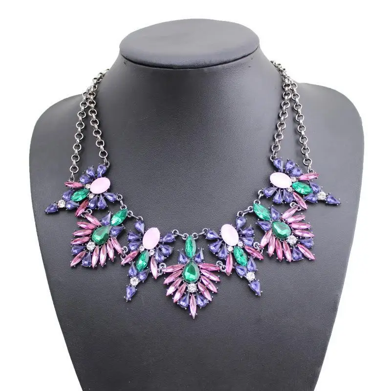 DB09073 Blue and Golden retro geo women Fashion Jewelry statement necklace &amp pendant bib choker collar | Украшения и