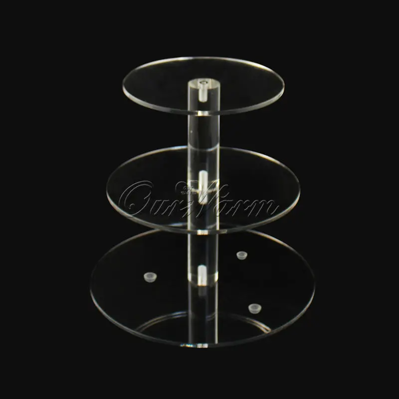 Трехуровневая кристально прозрачная круглая акриловая подставка для кексов
