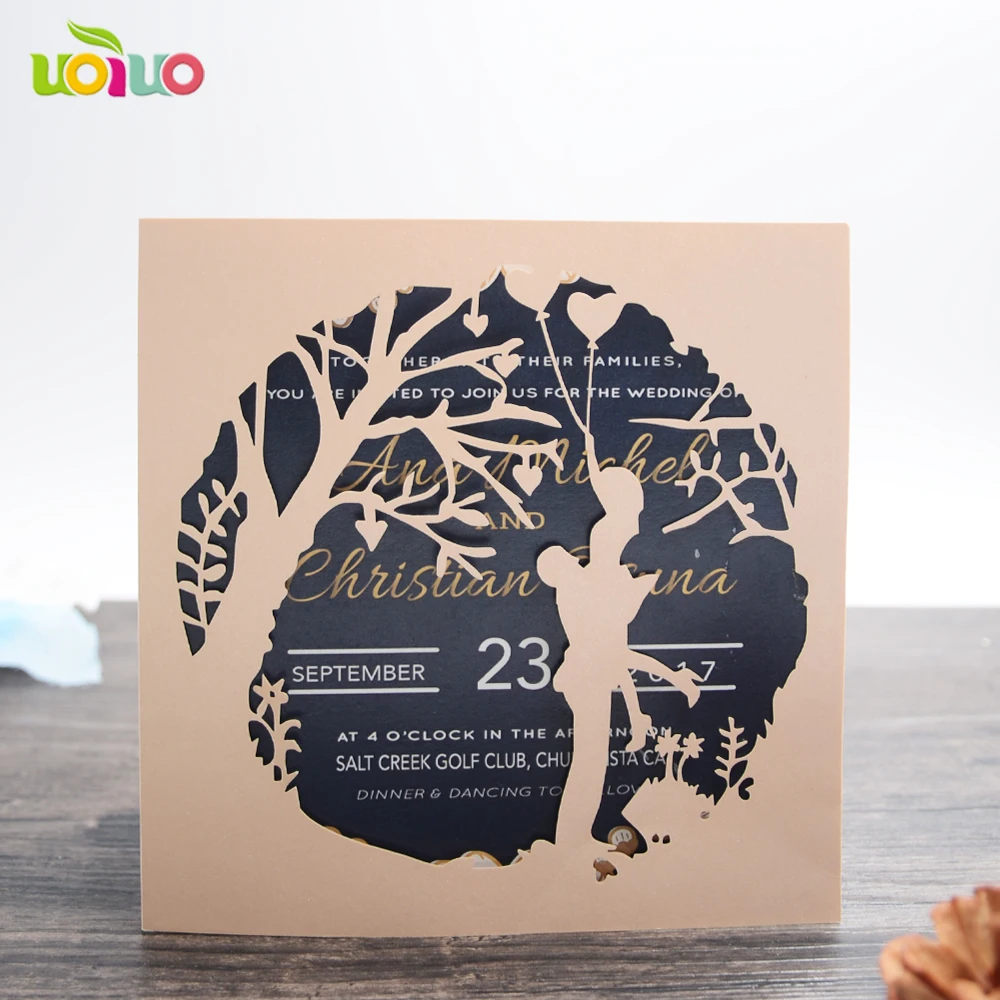 Cheap price china wedding invitation card laser cut bride groon engagement with printing rsvp | Дом и сад