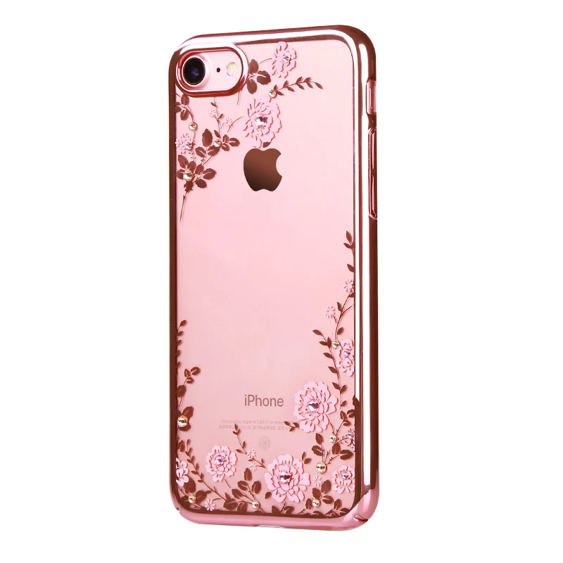 KINGXBAR для iPhone 7 8 чехол Роскошный Plus цветок жесткий покрытием крышка кристаллами от