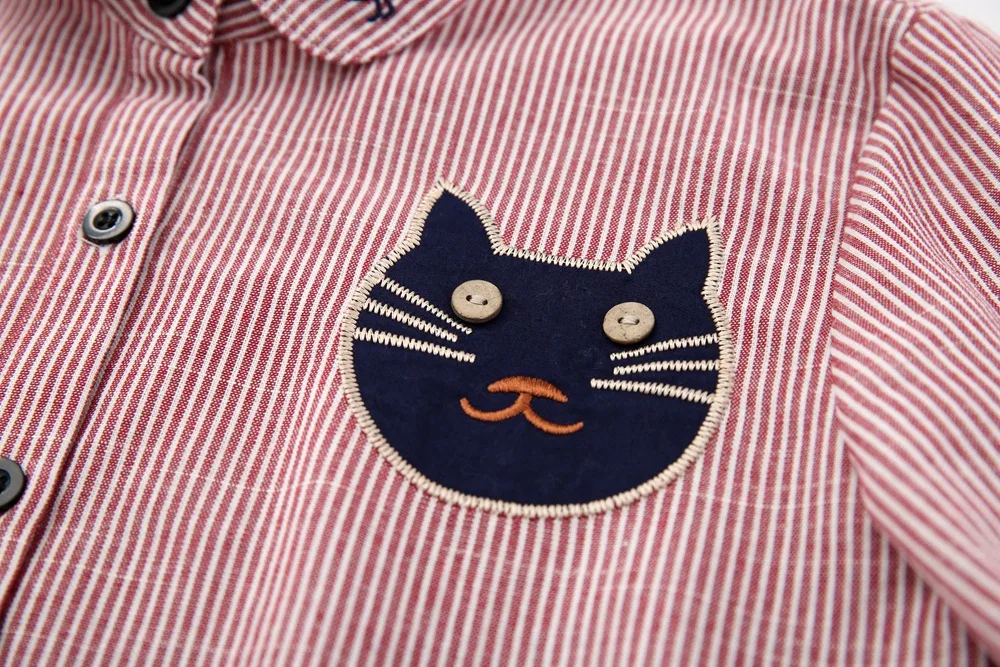 Сезон: весна осень женские рубашки блузы с вышивкой в виде кота длинными рукавами