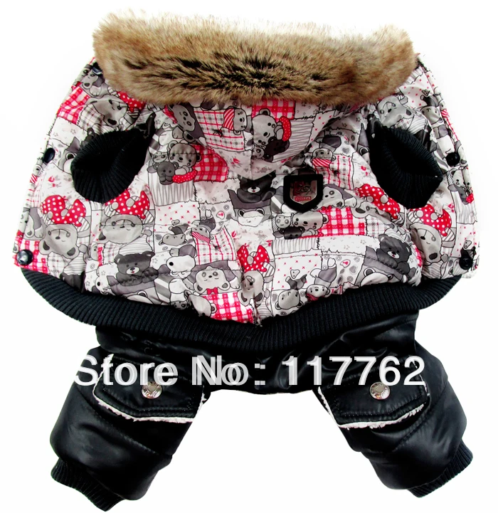 Новое поступление серая зимняя куртка для собаки с принтом медведя Бесплатная