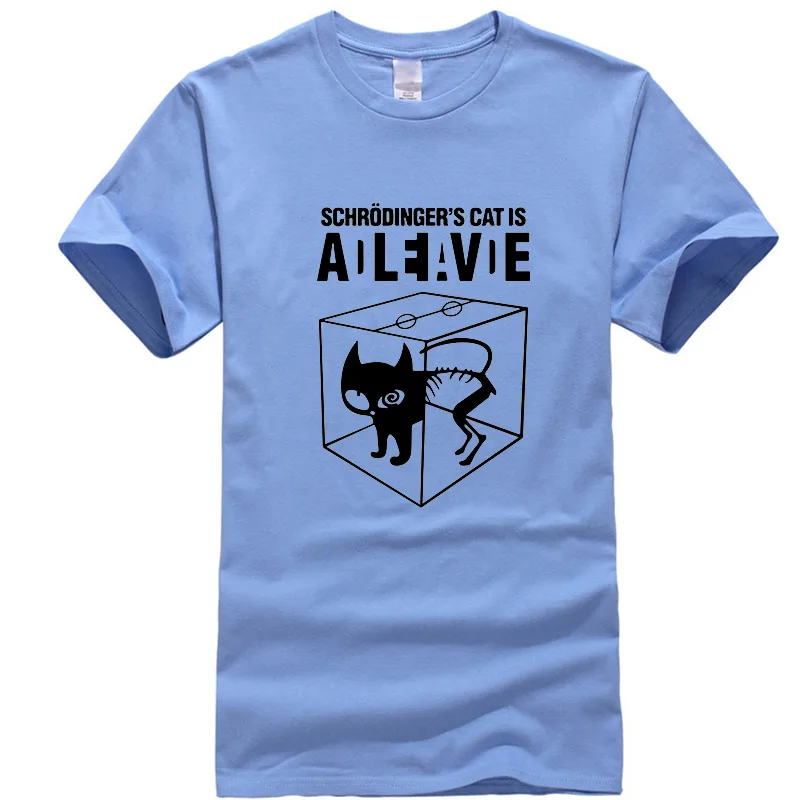Мужские футболки, высокое качество, хлопок, Schrodinger's Cat, с коротким рукавом, Мужская футболка, повседневная, The Big Bang Theory, Мужская футболка - Цвет: Sky blue