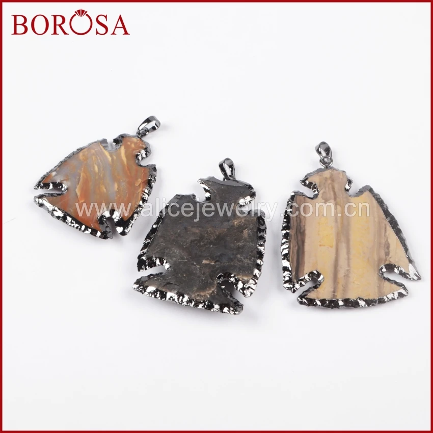 Ожерелье с кулоном BOROSA из грубого натурального камня черного цвета 5 шт. B0788 |