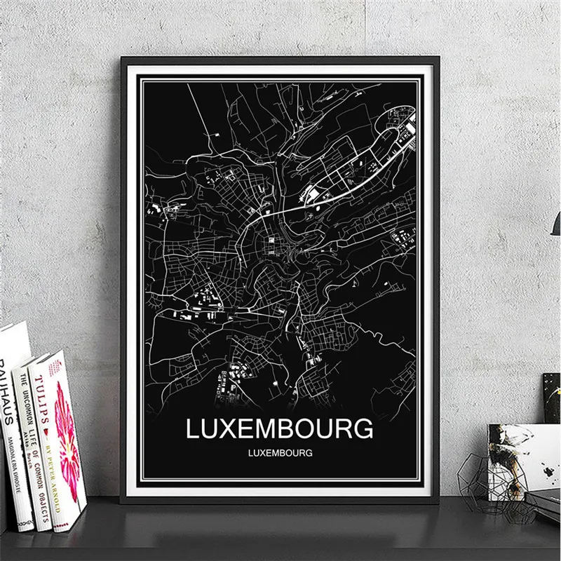 LUXEMBOURG Индивидуальные карта мира Ливерпуль современный город плакат абстрактный принт холст с покрытием бумага картина маслом гостиная кафе бар Декор - Цвет: LUXEMBOURG