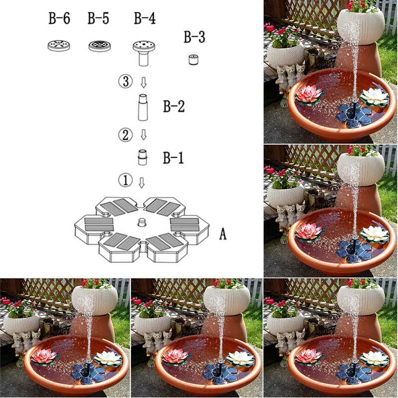 Solar fountain water pump garden pond fish tank bird bath park indoor landscape | Дом и сад
