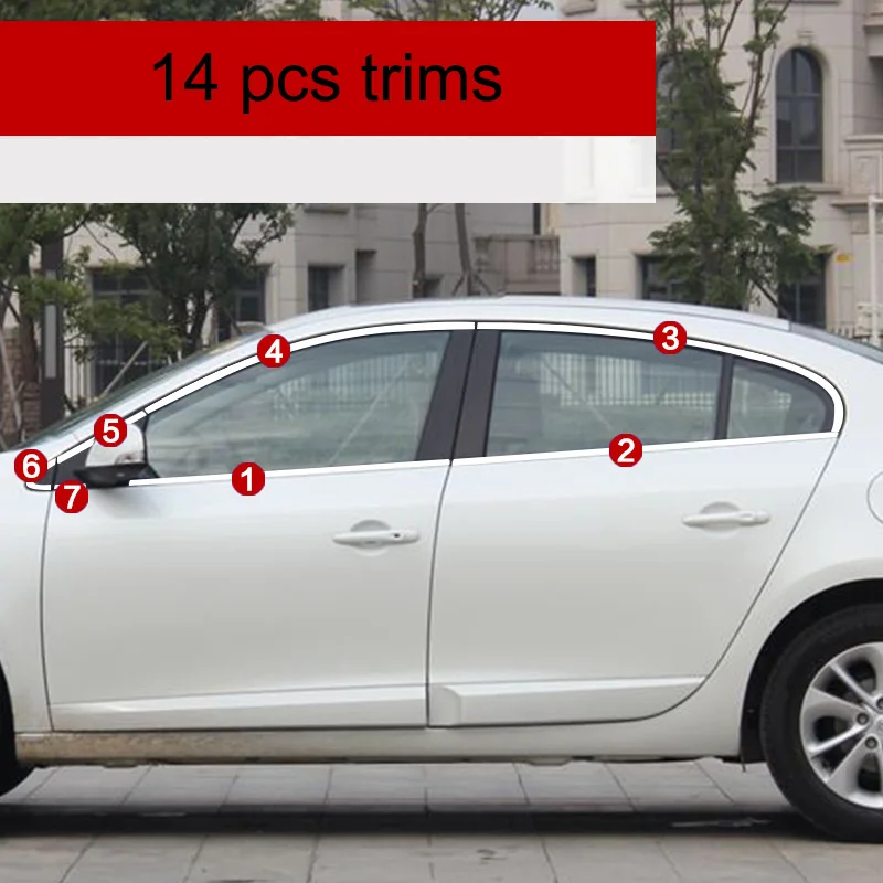 Lsrtw2017 304 нержавеющая сталь окна автомобиля планки для renault fluence 2010 2011 2012 2013 samsung SM3 - Название цвета: 14 pcs trims