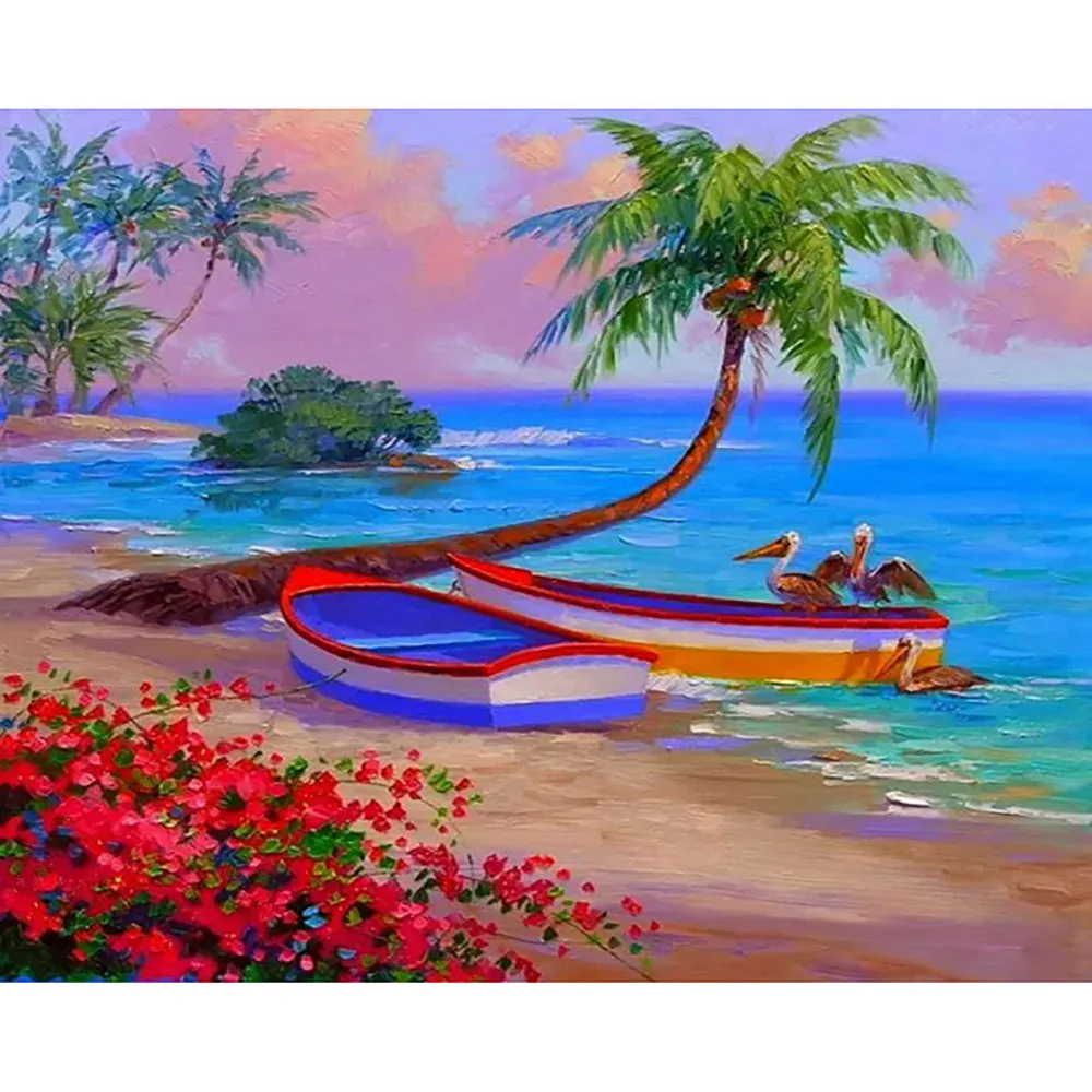 

Алмазная вышивка «сделай сам» побережье кокосовое дерево полная квадратная/круглая алмазная живопись Набор для вышивки крестиком Мозаика ...