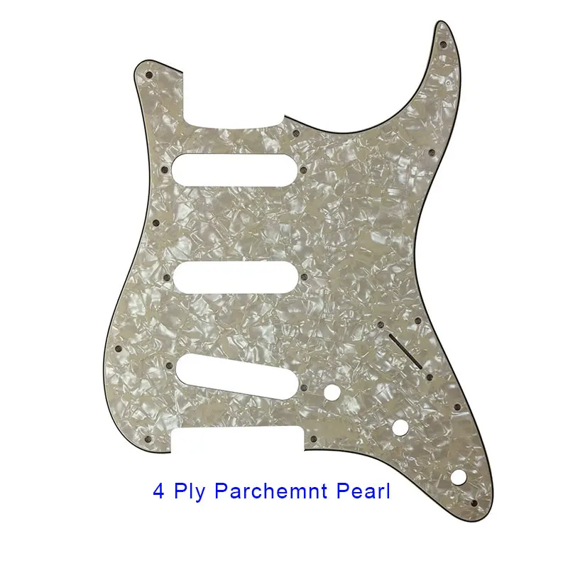 4ply parchment pearl Pleroo гитарные части Strat guitar ra накладки с 11 винтами для Fender 62 'Stratocaster стандарт SSS ST гитарные царапины пластины - Цвет: 4ply parchment pearl