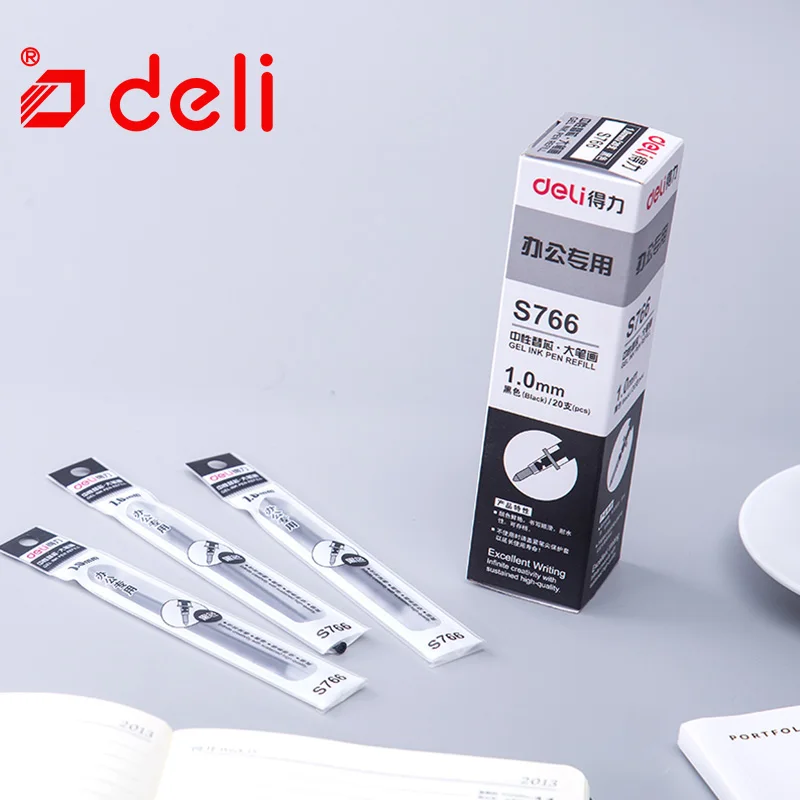Deli 20 шт 1 мм гелевая чернильная ручка заправка чернил черного цвета школьные