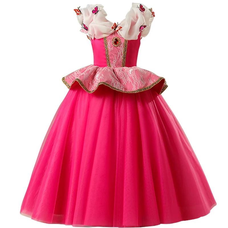

Girls Dress Sleeping Beauty Princess dress Aurora Halloween Costume Children Clothes Cosplay Party kids clothing free shipping