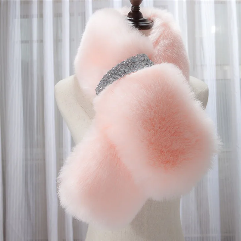 [SUMEIKE] зимний теплый шарф воротник из искусственного меха Женский