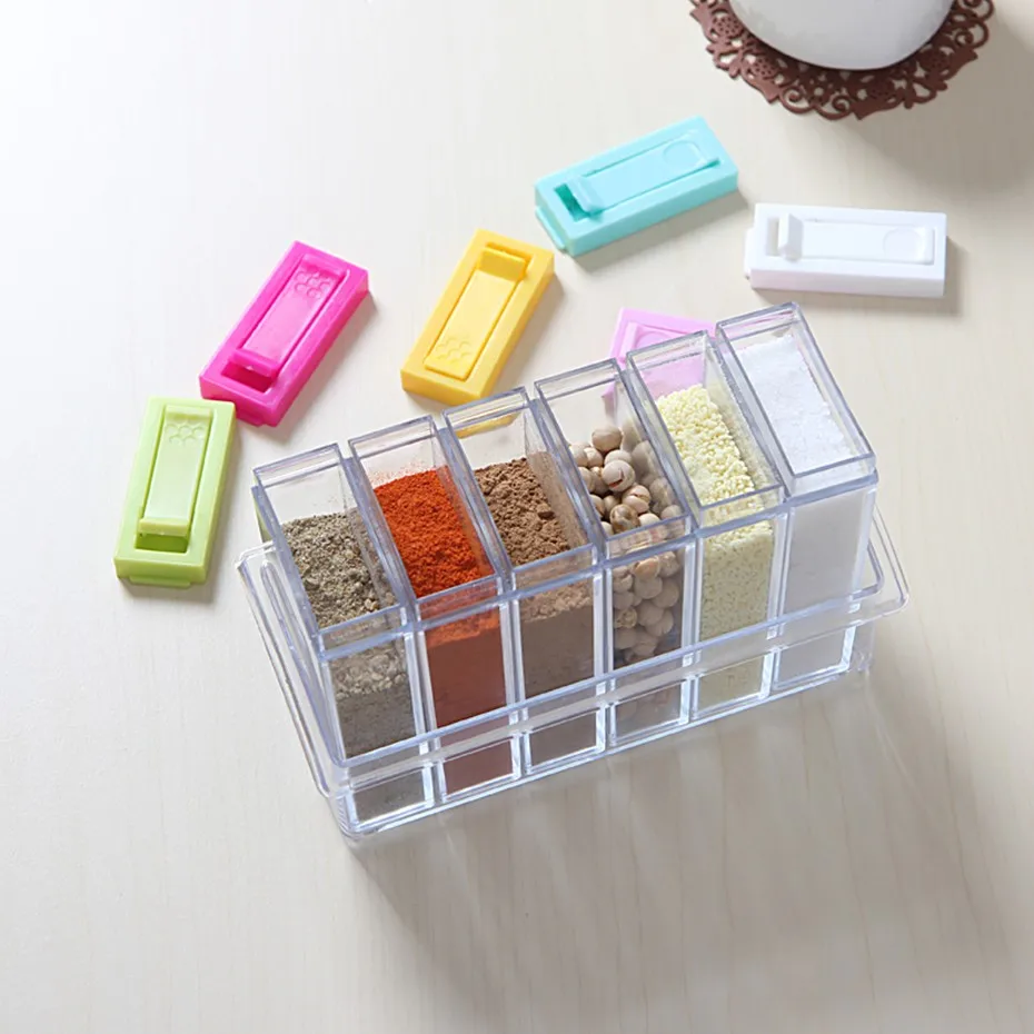 Ясно приправы Полка для специй горшки 6 шт. Акриловые поле контейнер хранения