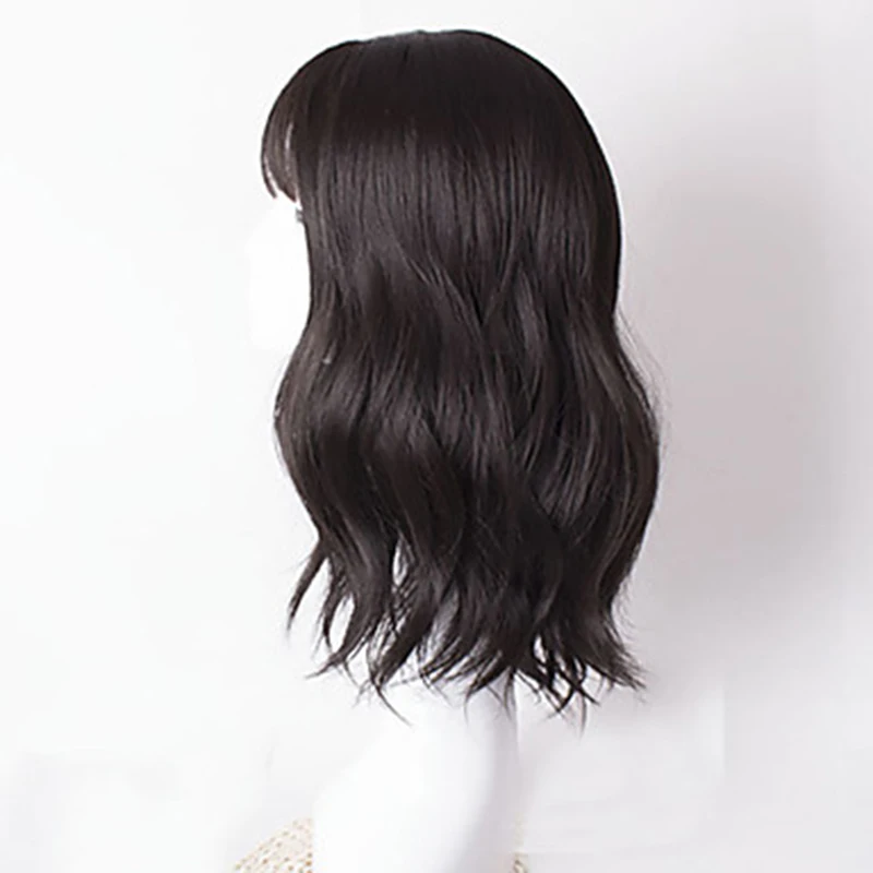 HAIRJOY синтетический парик для женщин натуральные волнистые волосы полная челка натуральный черный парик средней длины ежедневное платье