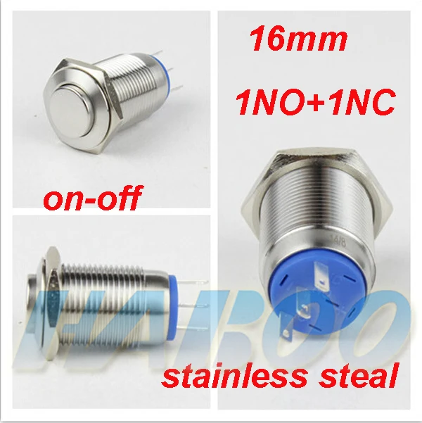 HABOO 16 мм ВКЛ ВЫКЛ из нержавеющей стали кнопочный переключатель с Высокой Головкой