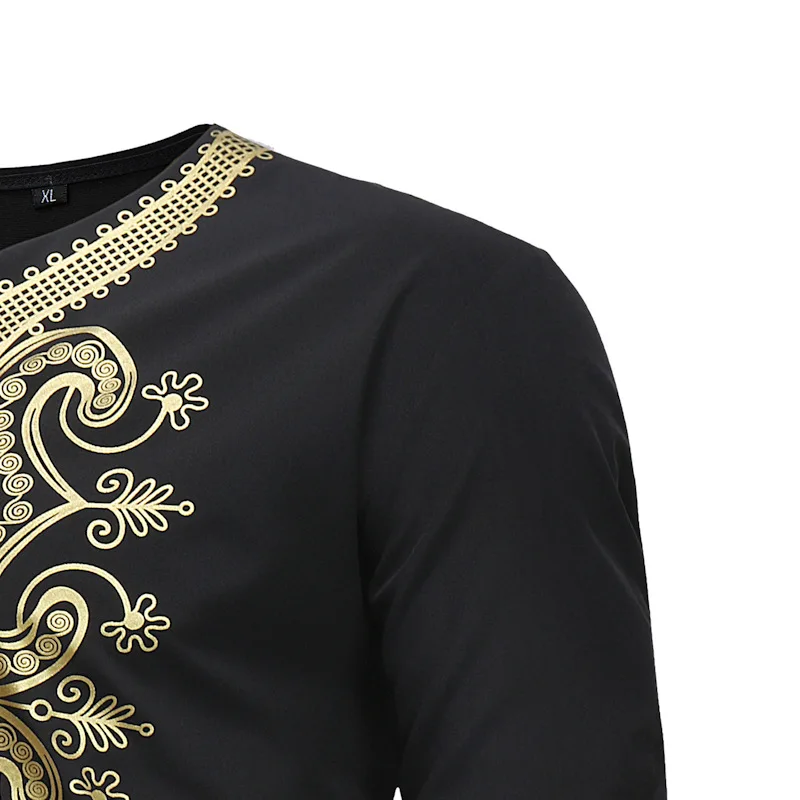 Мужская хипстерская футболка в стиле хип-хоп, Африканский Топ dashiki, новинка, модная Классическая футболка с v-образным вырезом и длинным рукавом, мужская повседневная брендовая футболка