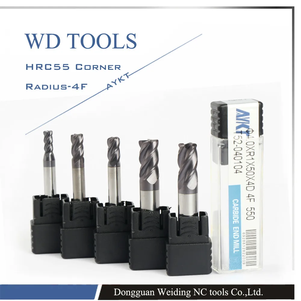 

5pcs 3.0XR0.2X50L HRC55 3mm R0.2 end mill 4 flute corner radius milling carbide cutting tool 5pcs sloting cutting