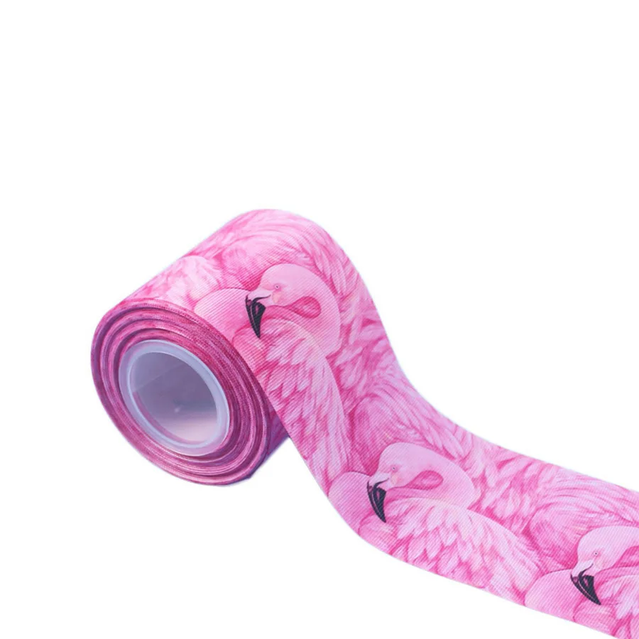 50yards/roll Fashion Flamingo Ribbon Grosgrain Hot Printed Tape Handmade Headband Bows DIY Festival Decorative Ribbons 7.5cm | Дом и сад