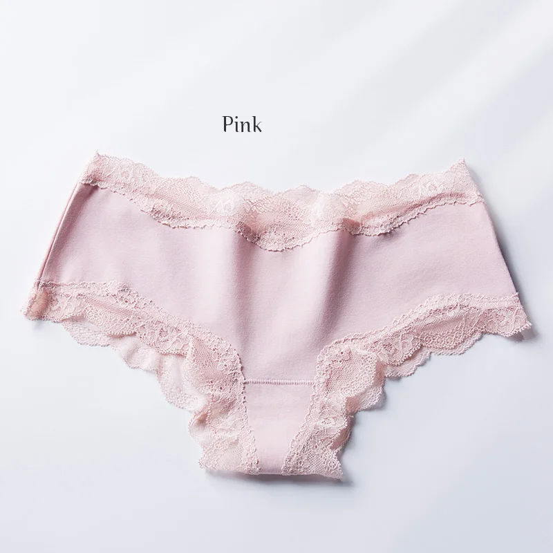 WLSD сексуальные кружевные трусики женские прочный мягкий хлопок Beifs Lingeries Твердые Девушки дышащие трусики для женщин, с низкой талией промежность нижнее белье - Цвет: 8185 Pink