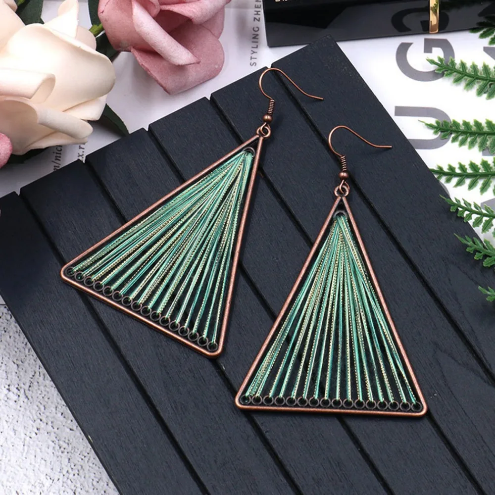 Gypsy Boho хиппи бронзовые металлические висячие серьги с бахромой женские вечерние
