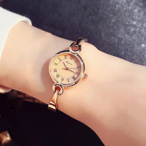rose gold watch KIMIO, женские часы-браслет, простые синие ЖЕНСКИЕ НАРЯДНЫЕ часы,, розовое золото, тонкая нержавеющая сталь, полоса, кварцевые наручные часы - Цвет: rose gold watch