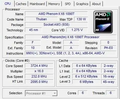Процессор AMD Phenom X6 1090T X6-1090T 3,2 GHz шестиядерный процессор HDT90ZFBK6DGR 125W Socket AM3 938pin