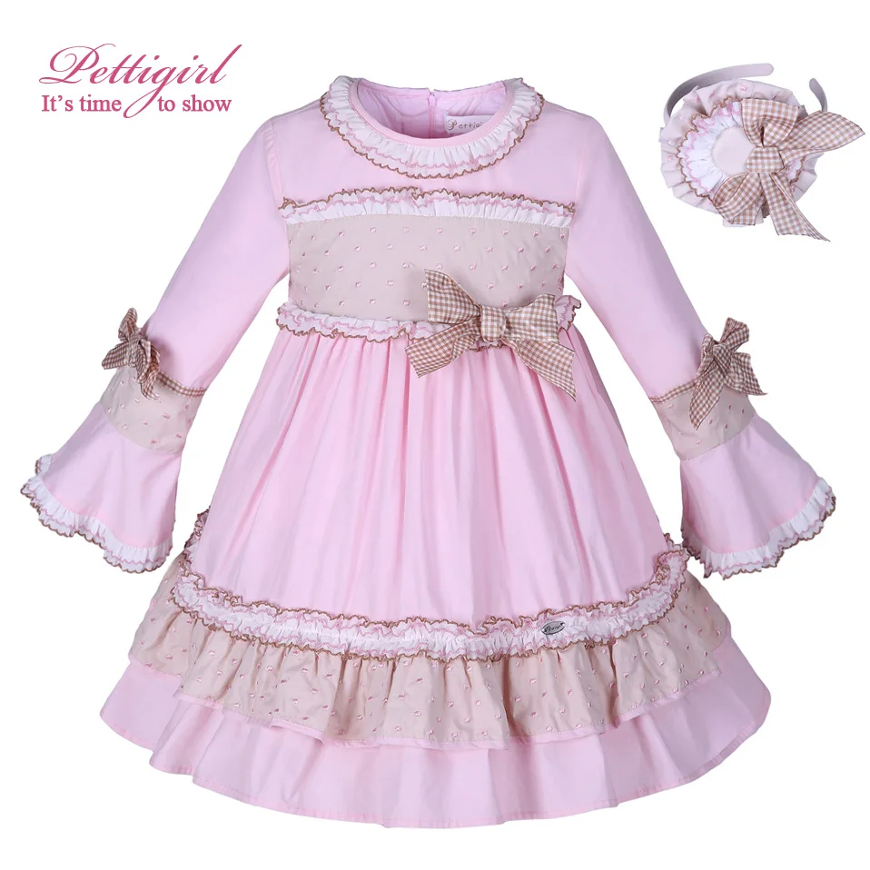 Pettigirl/Розовое платье для девочек осень Зимняя одежда детская с длинными рукавами
