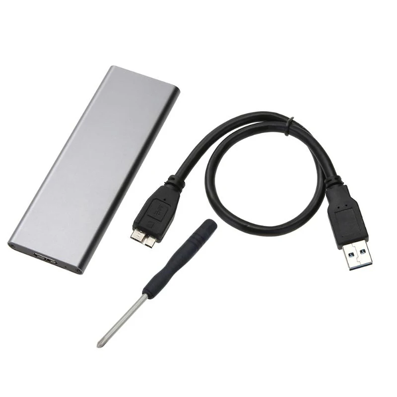Silver M.2 NGFF SSD SATA для USB 3,0 чехол-адаптер конвертер Внешний корпус чехол для хранения с отверткой жесткий диск корпус - Цвет: Silver