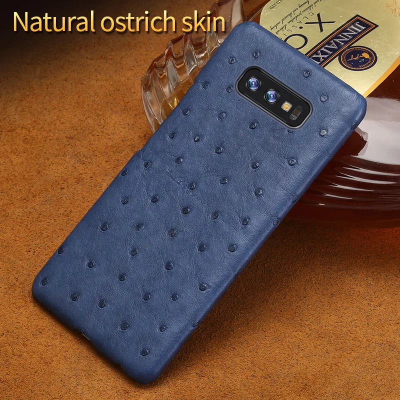 

Genuine ostrich skin Leather phone case for samsung s10 case Anti-fall full protective case For galaxy s10 Plus back cover case