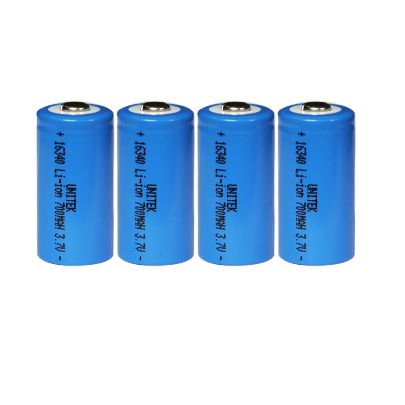 40% OFF 6pcs UNITEK 3.7v 16340 li-ion battery 700mah CR123A CR 123A rechargeable lithium ion cell for laser flashlight torch | Электроника