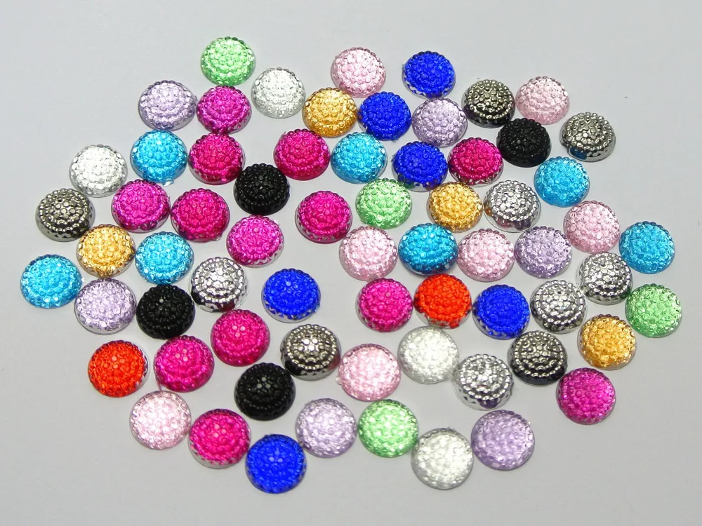 

200 Mixed Color Acrylic Round Flatback Dotted Rhinestone Gems 8mm(0.31")