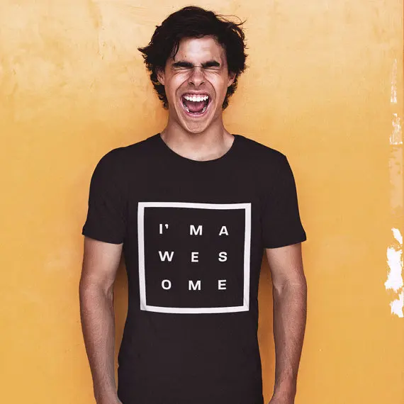 Я awesome коробка Футболка головки блока цилиндров отношение сказать мир слоганом