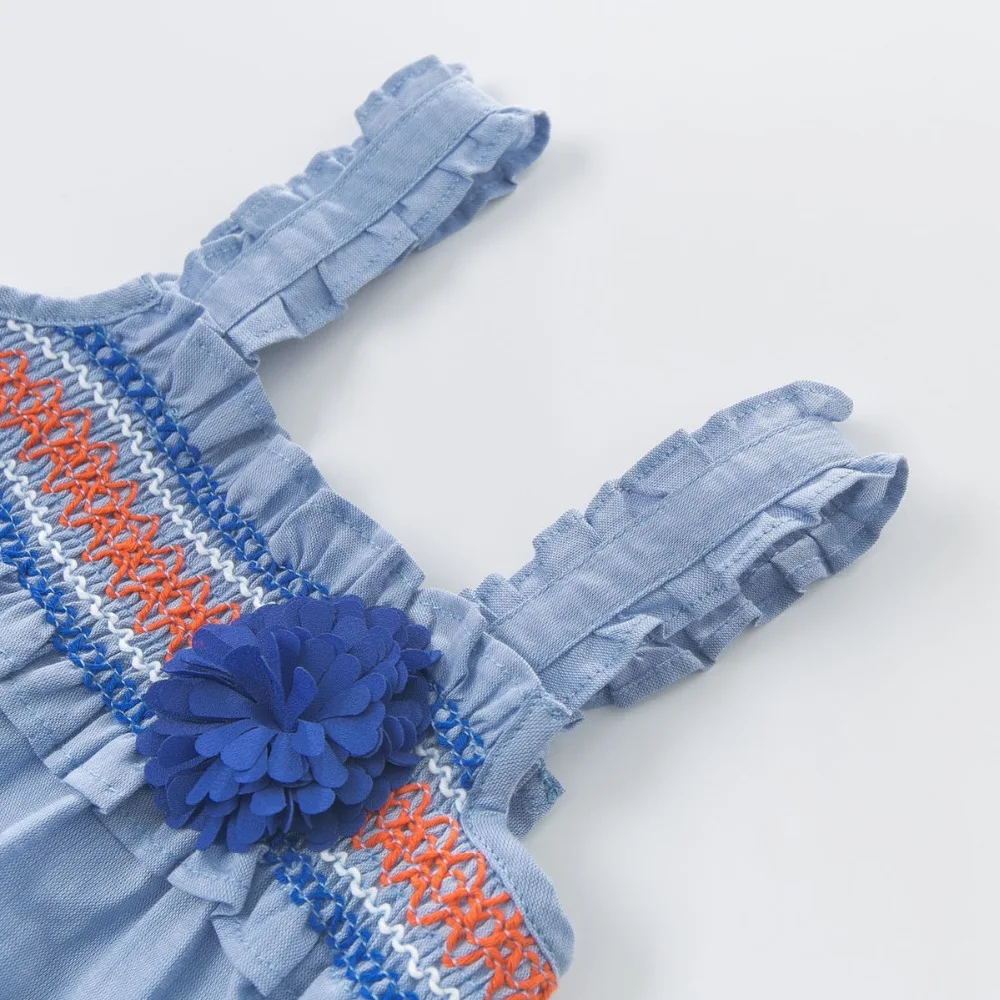 Бренд Одежда для девочек Дети Летнее платье маленьких принцессы Вышивка Сарафан